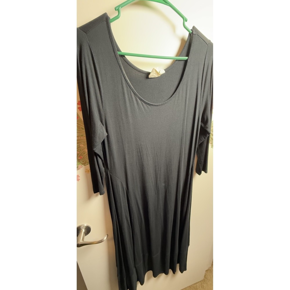 Truth & Style Black Midi Dress Medium Long‎ Sleeve Scoop Neck